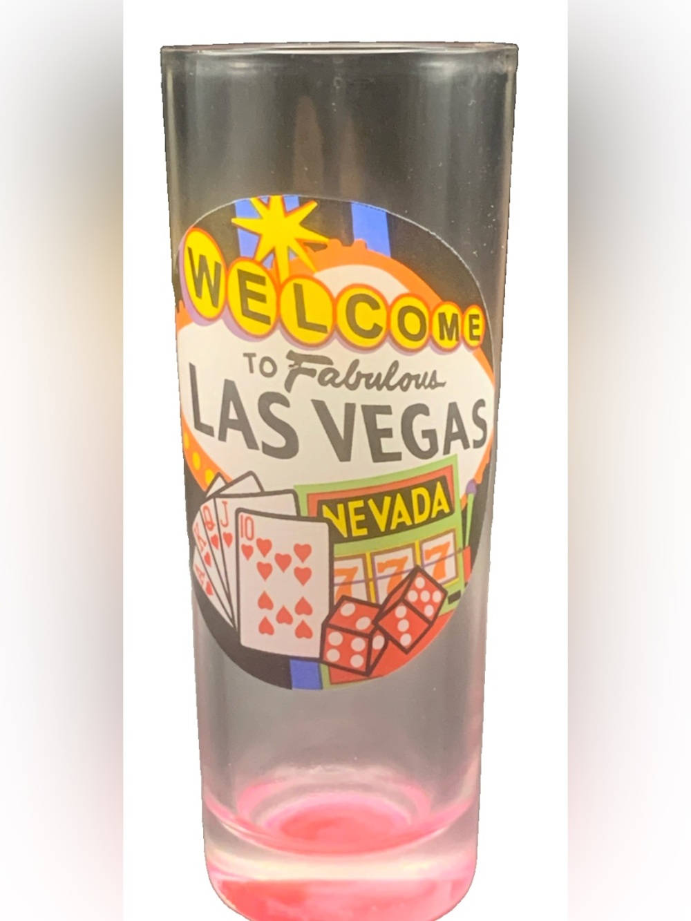 Pre Owned Las Vegas Pink Red Bottom Welcome To Fabulous Shot Glass Shotglass